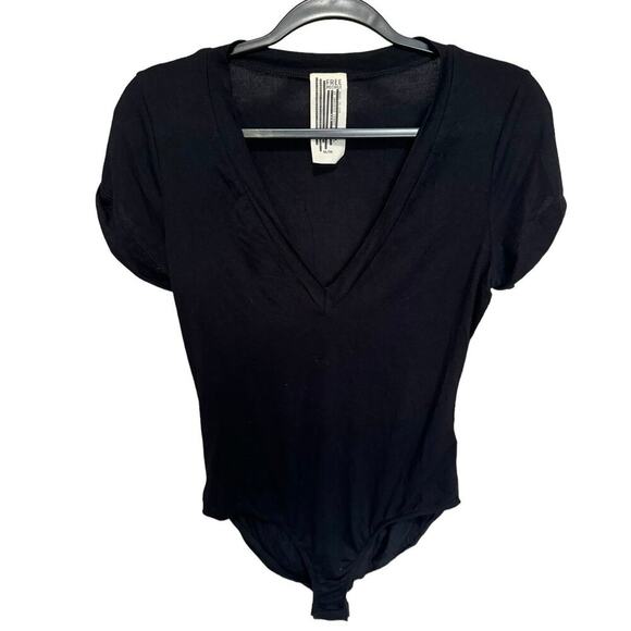 Free People Classic Black Short Sleeve Bodysuit - Picture 3 of 7
